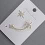 Stud Earrings with kaf on the earlobe, gold-tone metal, 13×37 mm ± white crystals