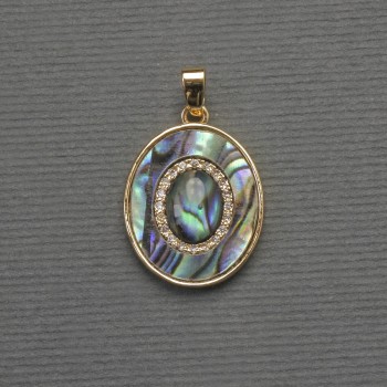 Haliotis Oval Pendant in Golden Metal, 18x16 mm diameter, 27 mm length