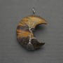 Moon Pendant with Tiger's Eye in a silver-toned weave, diameter 35mm+-, length 45mm+-