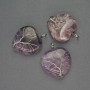 Heart Amethyst Pendant in a silvery weave, diameter 30x30mm+-, length 37mm+-