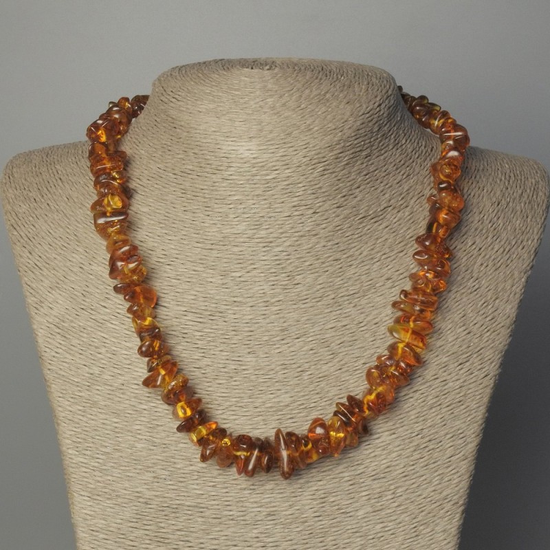 Amber Chip Barrel Necklace for Enlargement, 8x6 mm diameter, 52 cm length