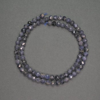 Natural sapphire beads, faceted round beads, 5 mm diameter, 39 cm length