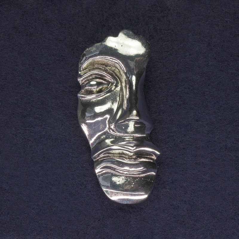 Brooch Accent Face Matte Silver 55×24 mm ± Silver-Toned Metal