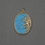 Sun Pendant with Turquoise Inlay (pressed) 17x20x24x3mm ± gold-tone metal