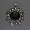Sun Pendant with Agate, 42 mm ±, 48 mm length, silver-colored metal