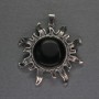 Sun Pendant with Agate, 42 mm ±, 48 mm length, silver-colored metal