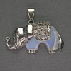 Pendant Elephant Moonstone 39×34 mm +/- silver-tone metal