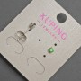 Xuping Stud Earrings with Green Crystal, 3 mm Diameter, Rhodium-Plated