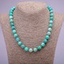Amazonite natural stone necklace with smooth beads, diameter 10 mm (±), length 45 cm