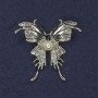 Butterfly Brooch with Blue Crystal and Pearl, Silver-Colored Metal, 40x44mm+