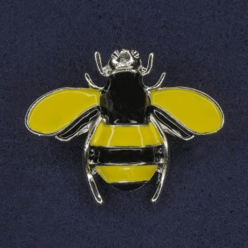 Bee Brooch yellow and black enamel on silver-toned metal 30×37 mm+