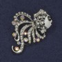 Brooch Fish with Crystals, White Enamel, Silver-Toned Metal 30x33mm+