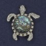 Brooch Pendant Turtle Haiotis with Crystals, Silver Metal 45x50mm+