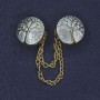 Cardigan Brooch with Blue Enamel and Gold-Tone Metal, diameter 20 mm, chain length approximately 9 cm