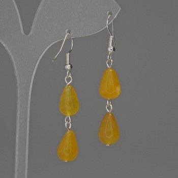 Earrings with tinted quartz drop 8x12 mm, length 50 mm