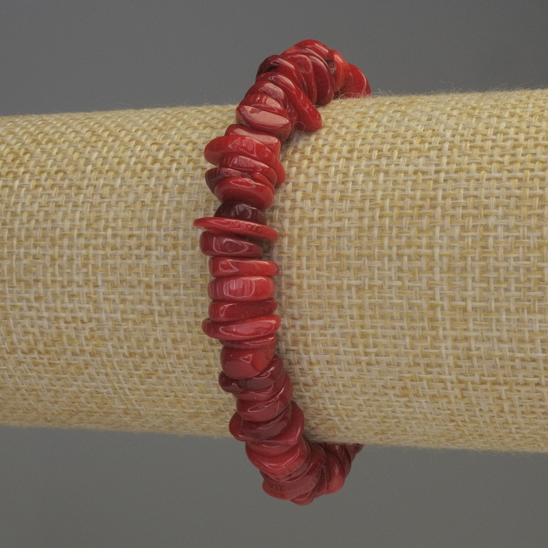 Coral crumb bracelet, diameter 9×2–3 mm, length 18 cm stretch