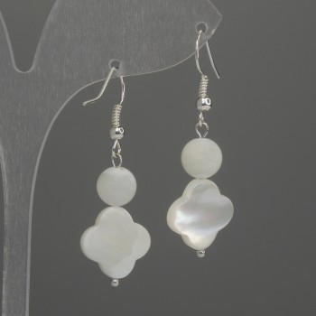 Earrings Perlamurt Shamrock 12mm+- bead 8mm+-, length 38mm+-