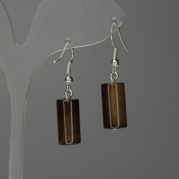 Agate Cylinder Earrings 17x8 mm, length 35 mm