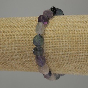 Faceted Fluorite Bracelet, 8-11×8-9 mm diameter, 18 cm length, stretch