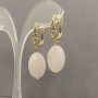 Earrings rose quartz oval 18x13 mm, length 34 mm