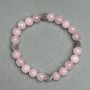 Pink Quartz Bracelet with Smooth Beads, 8 mm Diameter, with Metal Accents, 18 cm Length, Stretch