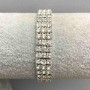 Three-row stretch bracelet with white crystals, 17 cm circumference