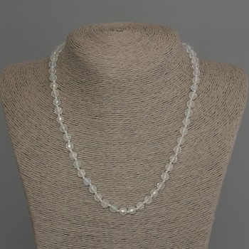 Topaz and Rock Crystal Necklace, faceted beads, 6 mm diameter, 45 cm length +/- with clasp