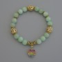 Amazonite Bracelet with smooth 8mm beads, Cloisonné 10mm, with metal inserts, length 18 cm, elastic