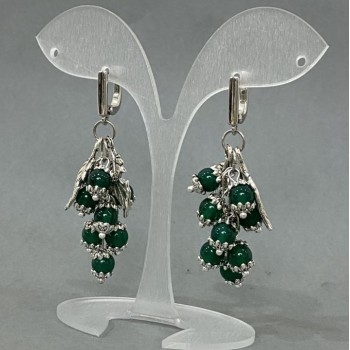 Earrings 'Grona Cat's Eye Bead' 6mm, length 57mm