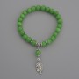 Green Cat's Eye Bracelet with Smooth Beads, 7 mm Diameter, 18 cm Stretch