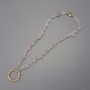 Pink quartz chip keychain – 4–9×2–5 mm chips, ring 24 mm diameter, length 40 cm (bead length 37 cm)