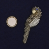 Parrot Magnetic Brooch with Rhinestones, Gold-Toned Metal, 54×17 mm+