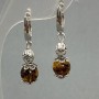 Amber Bead Earrings, 8 mm diameter, approx. 35 mm long