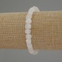 White Quartz Bracelet with Faceted Cube Beads, 6mm Diameter, 18 cm Length, Elastic