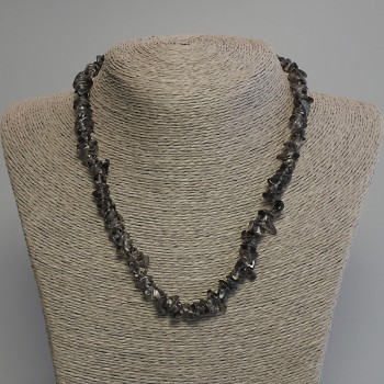 Smoky quartz chip necklace, chips 6-12×3-6 mm, length 45 cm ± with clasp