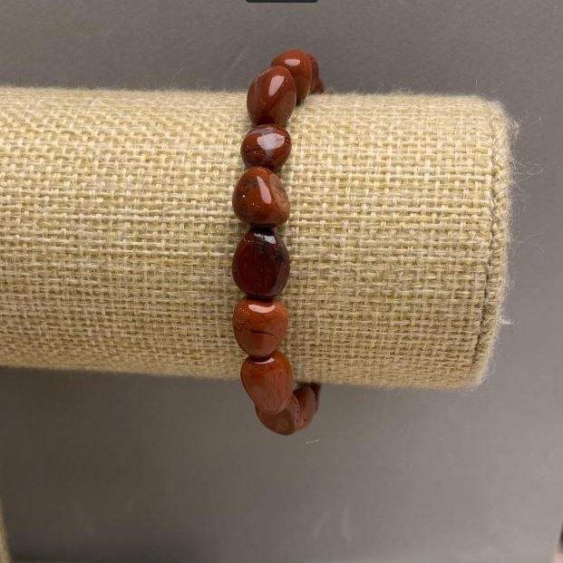 Red Jasper Faceted Bracelet, diameter 10–12×8 mm, 18 cm stretch