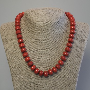 Artificial Coral Rondelle Necklace 12x8mm, 50 cm length with clasp