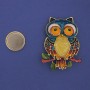 Owl Enamel Brooch on Magnetic Backing 55×40 mm ± Gold-tone metal