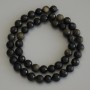 Sun Obsidian Beads on a Thread, Natural Stone, Faceted Round Bead, Diameter 8mm ±, Length 38cm ±