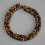 Tiger's Eye Beads, Faceted Cube, 5x5 cm, 38 cm Length on Thread