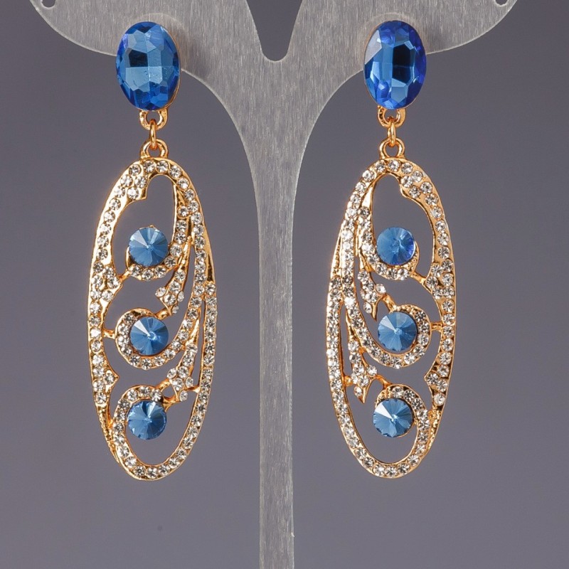 Earrings with crystals 'Slovyanka'
