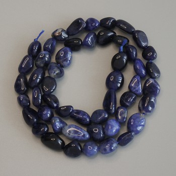 Faceted sodalite beads, diameter 8–12×7 mm, about 40 cm long on a thread