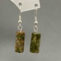 Unakite (Heliotrope) Cylinder Earrings, diameter 8x17 mm, length 38 mm+