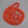 Coral Rondelle Beads, diameter 9×4–4.5 mm, length 80 cm ± on beading thread
