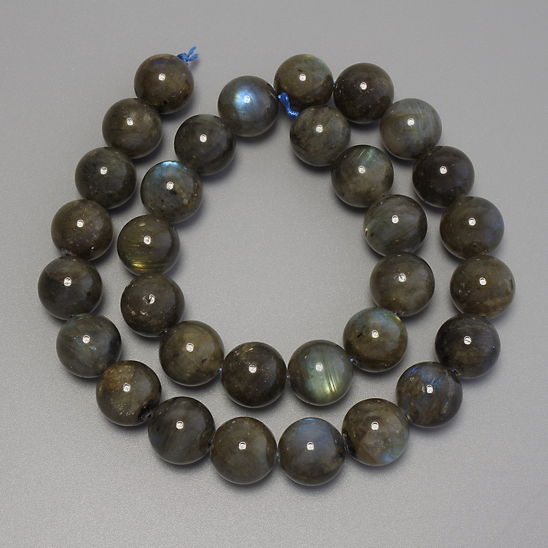 Labradorite beads, smooth ball, diameter 12.5 mm ± on thread, length 40 cm ±
