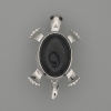 Brooch-Pendant Turtle Aventurine Night of Cairo 52x35mm ± moving parts Silver-tone metal