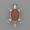 Brooch-Pendant Turtle with aventurine 'Golden Sand' 52x35 mm ± movable parts, silvery metal