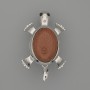 Brooch-Pendant Turtle with aventurine 'Golden Sand' 52x35 mm ± movable parts, silvery metal