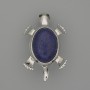Brooch-Pendant Turtle Azurite 52 x 35 mm ± Movable Parts, Silver-Toned Metal
