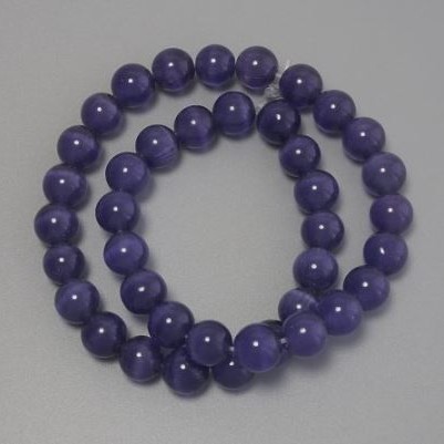 Purple Cat's Eye Beads, Synthetic Stone, Smooth Round Bead, 9.5 mm Diameter, On Beading Thread, 36 cm Length